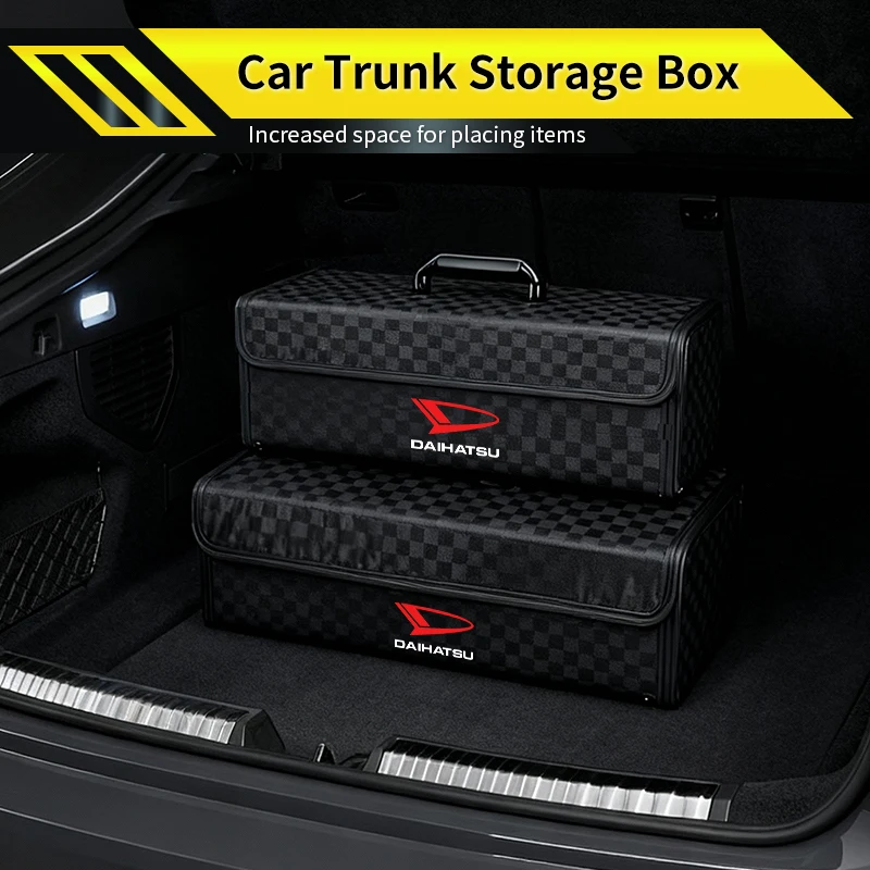 Car Trunk Organizer Leather Tools Storage Box Stowing Tidying Case For Daihatsu Terios Sirion Mira Materia Rocky YRV Feroza Char