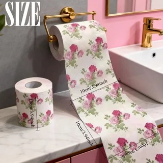 2 Rolls /320 Sheets Rose Printed Toilet Paper, Creative Floral Pattern Roll Paper, Household Decorative Tissue Roll, Multi-Scena
