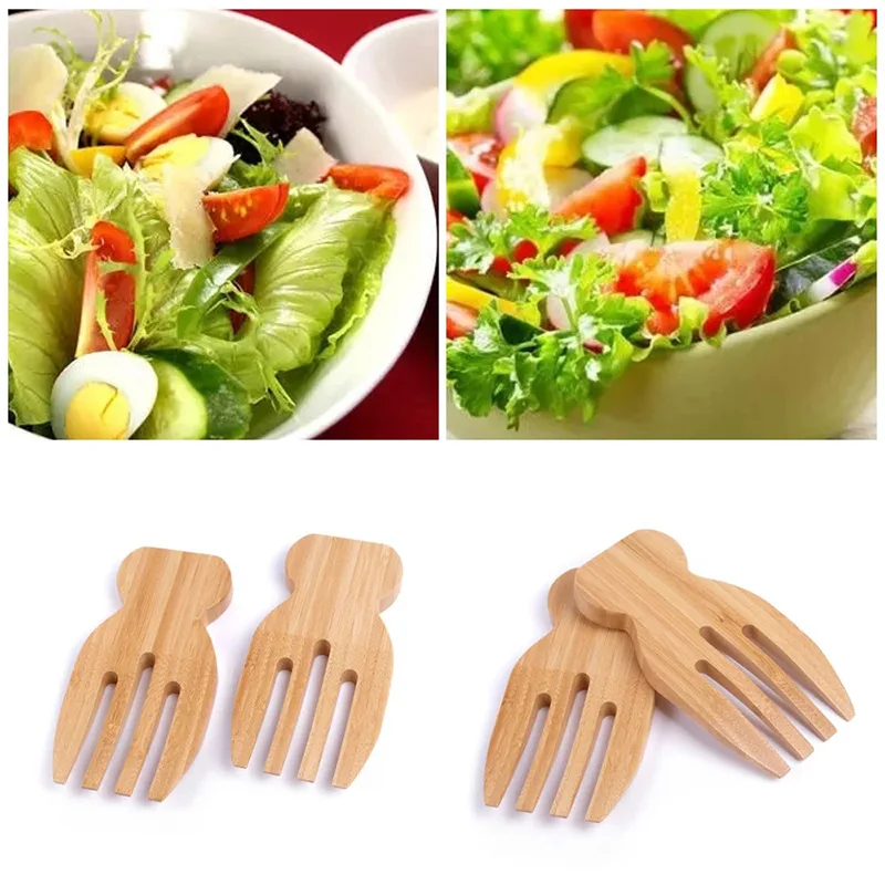 Mains de salade en bambou cuillère à riz naturel, soupe antiarina, Fourchette à remuer en bois non peint, Ustensiles, Britware