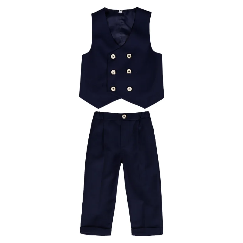 Boys' Fat Plus Size Suit Children's Fat Version Suit Vest Set Big Boy Host Piano Speech Performance Clothing