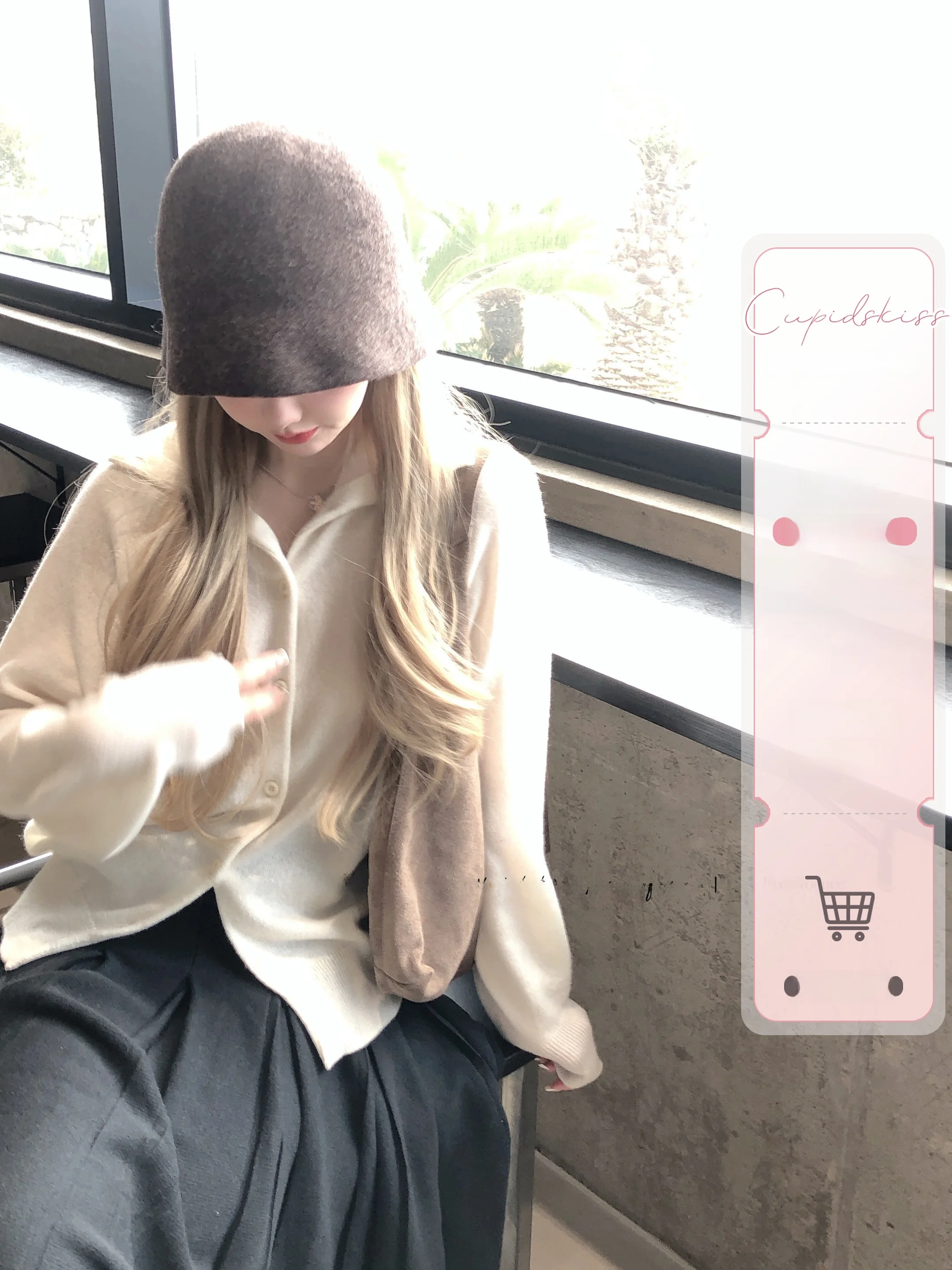 

CSK Cupid "Easy Rich" 00% Camere Open Cardigan Loose Feeling Sweater Long Dr Set Women's Premium Knitted Wear Winter Co...