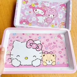 Sanrio Kawaii Hello Kitty Fruit Plate My Melody Cinnamoroll Anime Cartoon Fashion Thickened Household Large Square Snack Plates