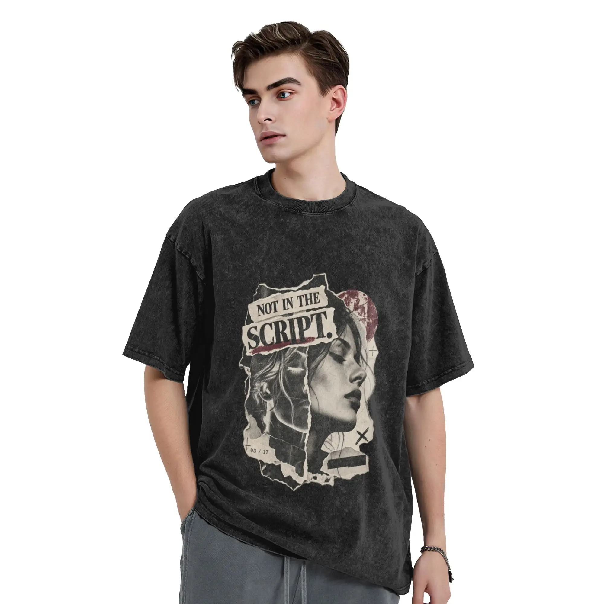 Not in the Script   Torn Editorial Portrait Collage Classic Chic A Vintage Oversized Cotton Unisex T-Shirts