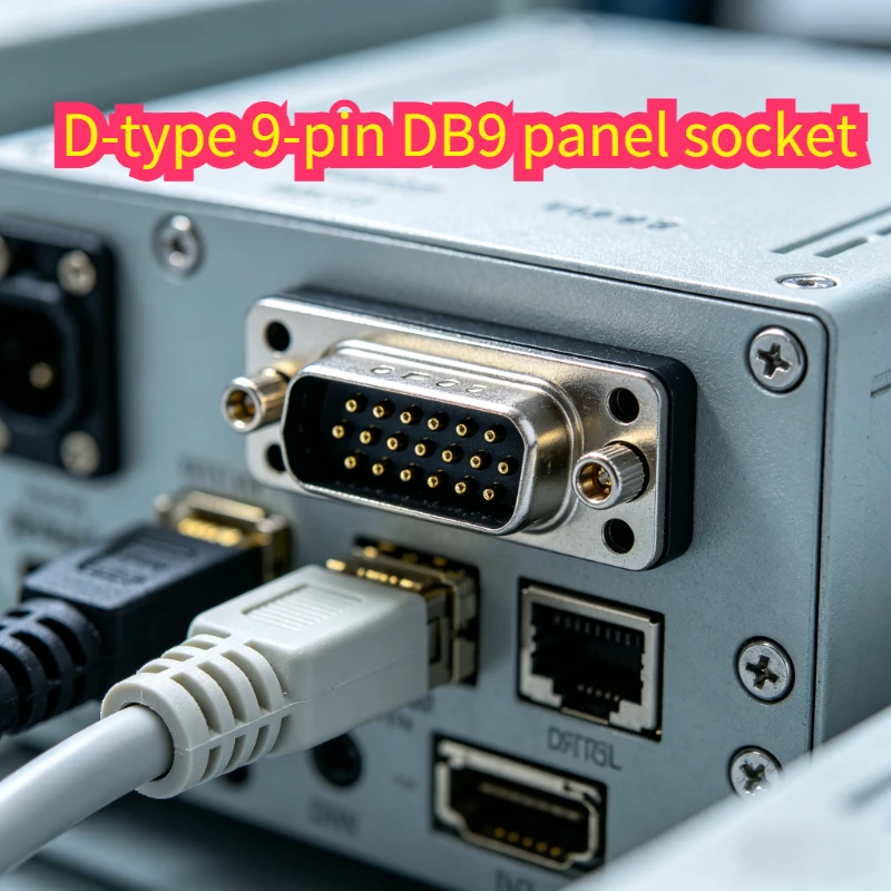 D-Type DB9 Panel Socket, 9-Pin RS232 D-SUB Connector, Solderless Male/Female Serial Port Module for Computer Hardware