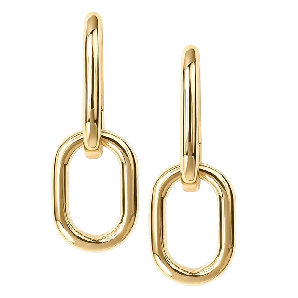 

Square Interlocking Earrings Hoop Fashion for Women Dangling Fashionable Pendant Miss