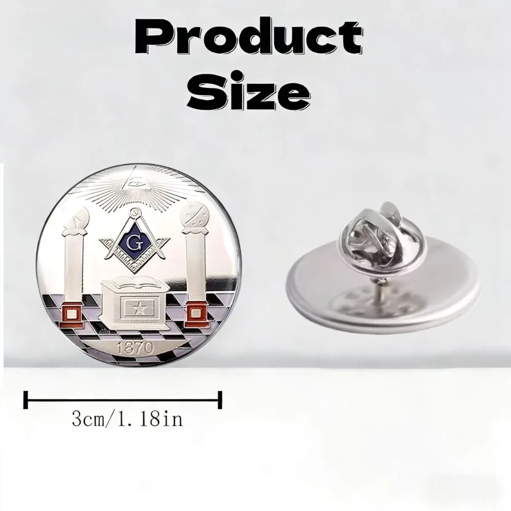 6-20Pcs Round All-Seeing Eye Stainless Steel Brooch, Vintage Geometric Square Compass Enamel Lapel Pin, Decor Metal Badge