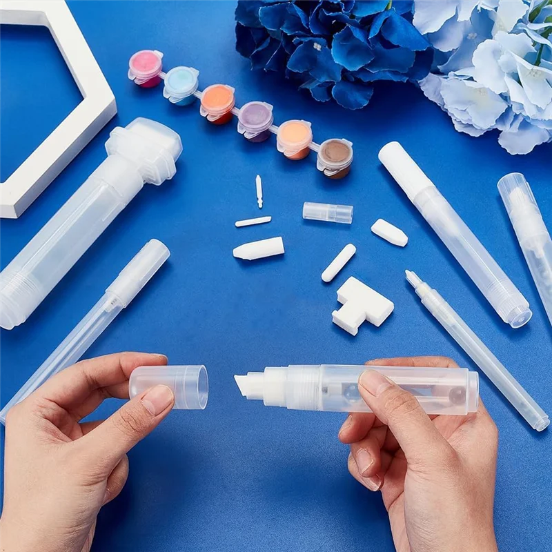 6 قطعة مجموعة علامات الكتابة على الجدران واضح إعادة الملء قلم طلاء 11/13.5/17/18.5/24/46.5 مللي متر مجموعة أقلام التحديد الفارغة-AC17