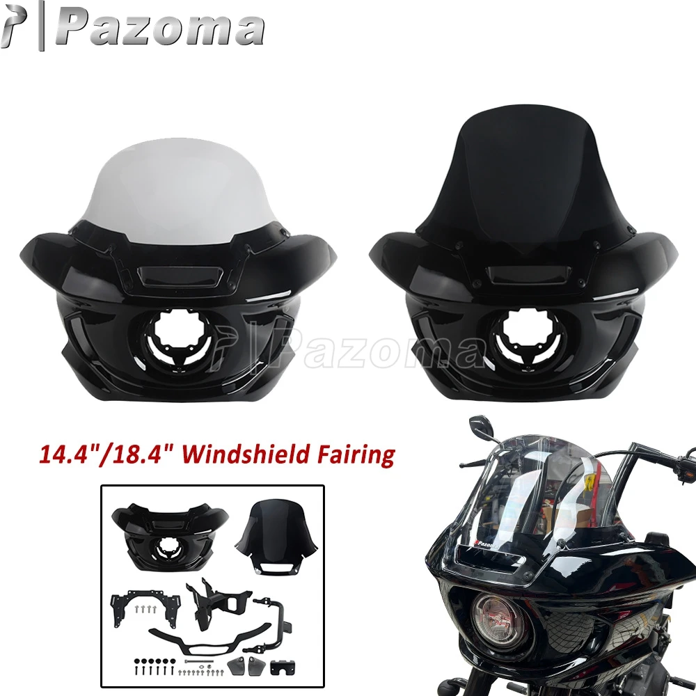 

Motorcycle Front Headlight Fairing 14.4" 18.4" Windshield Cowl Mask For Harley Softail Low Rider S FXLRS FXLR Standard FXST FXBB
