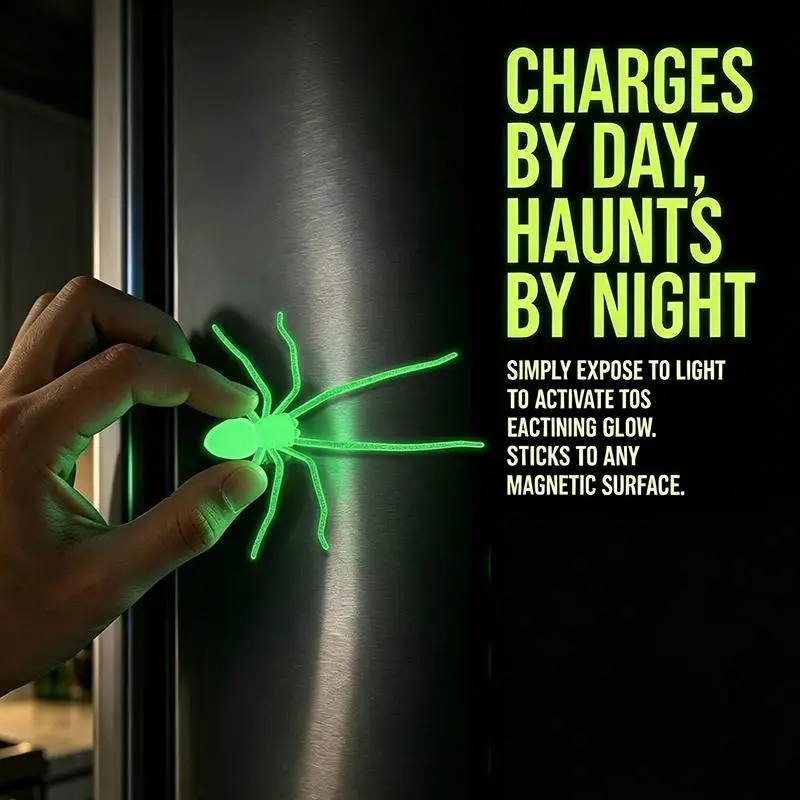 Prank Simulated Glow In The Dark Magnet: Unique Cute Spider Fridge Small Lightweight Party