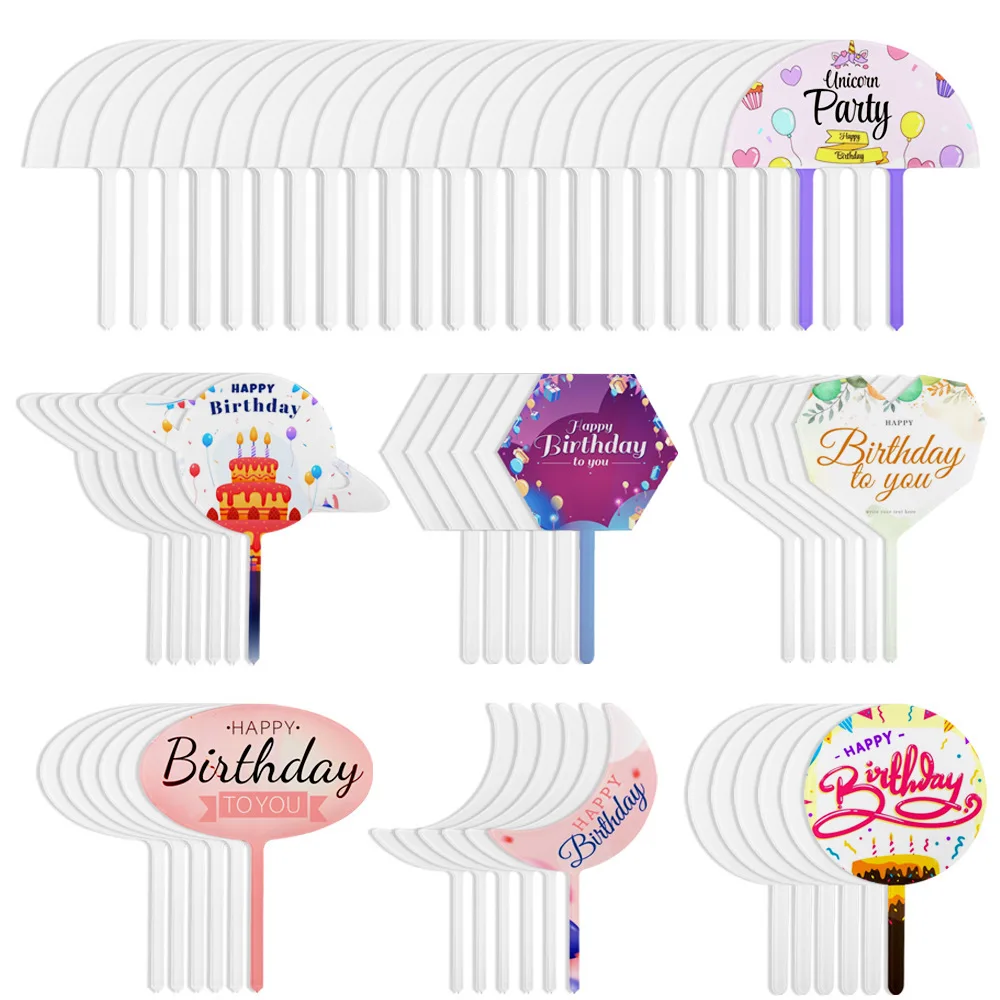 20 pcs Sublimation Acrylic Blank Picture Frame DIY Cake Topper/ Flower Pot Insert/ Label Tag for Wedding/Birthday