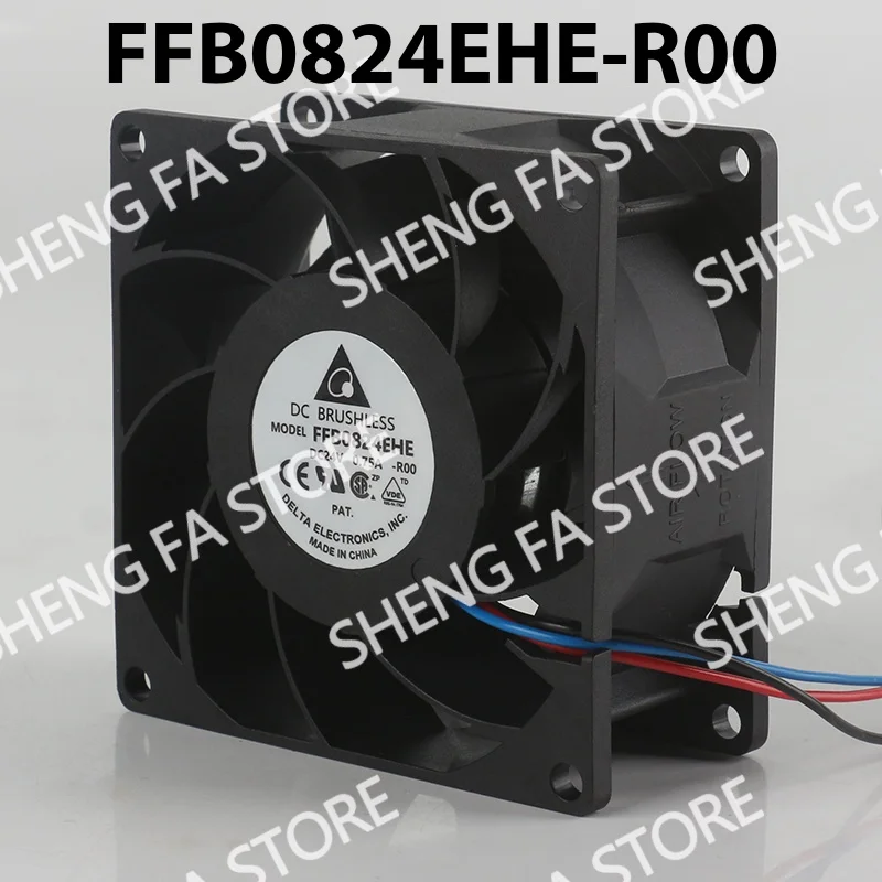 3-wire Delta 12V 48V DC 24V 0.75A Cooling fan AC EC 8038 80X80X38MM 8CM FFB0824EHE-R00 High air volume Alarm Frequency converter