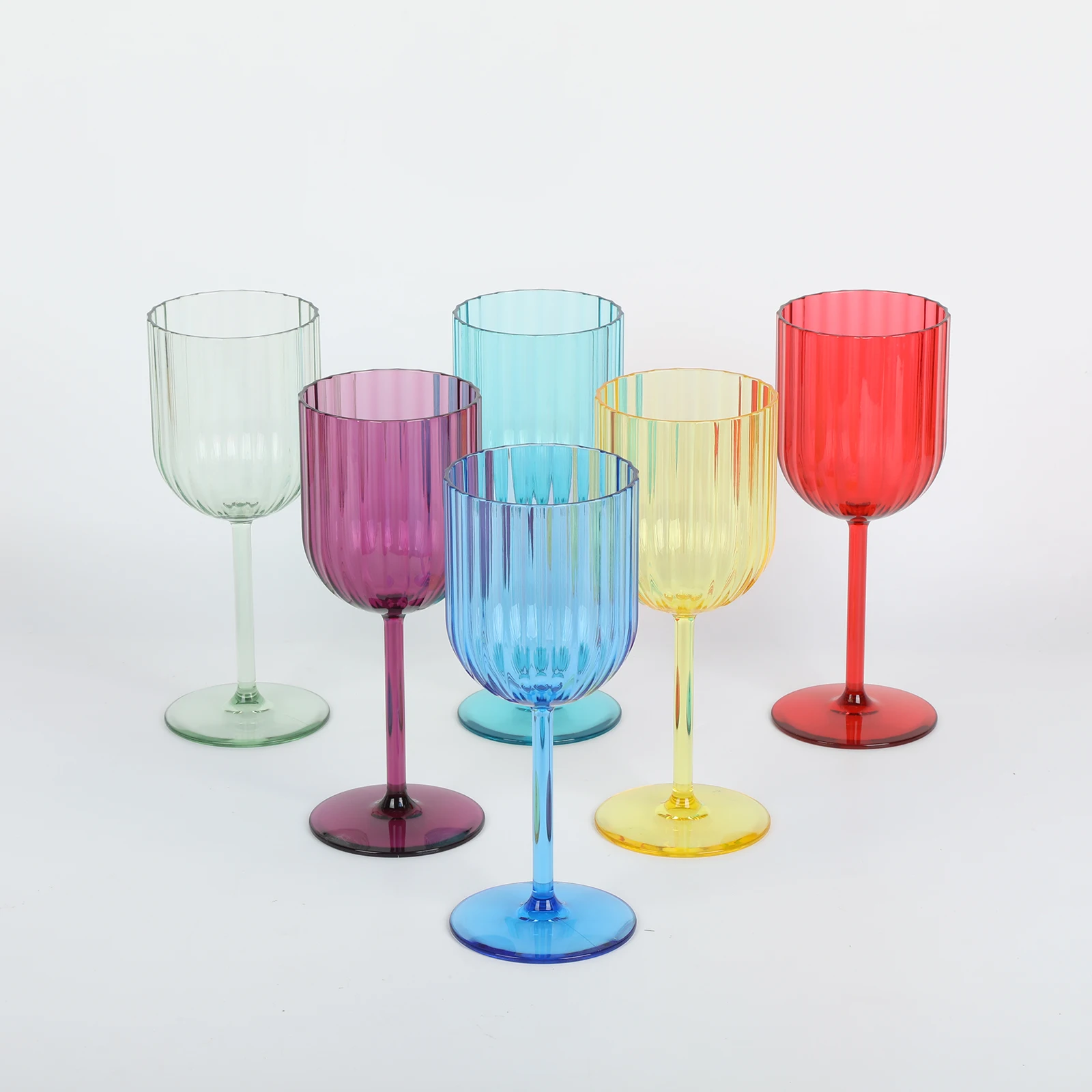 

Six plastic cups - Colorful acrylic tall cups, suitable for champagne, wine, cocktails, outdoor use, beach, picnic.