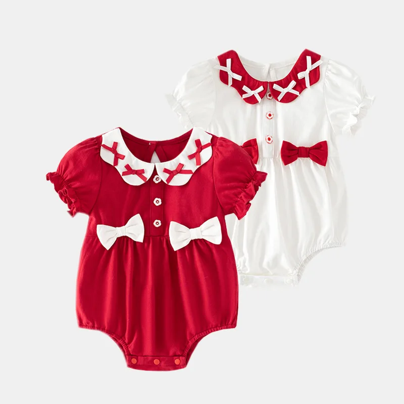 Baby Summer Clothes Short Sleeved Crawling  Thin One Hundred Day  One Year Old  Stylish Bags Fart
