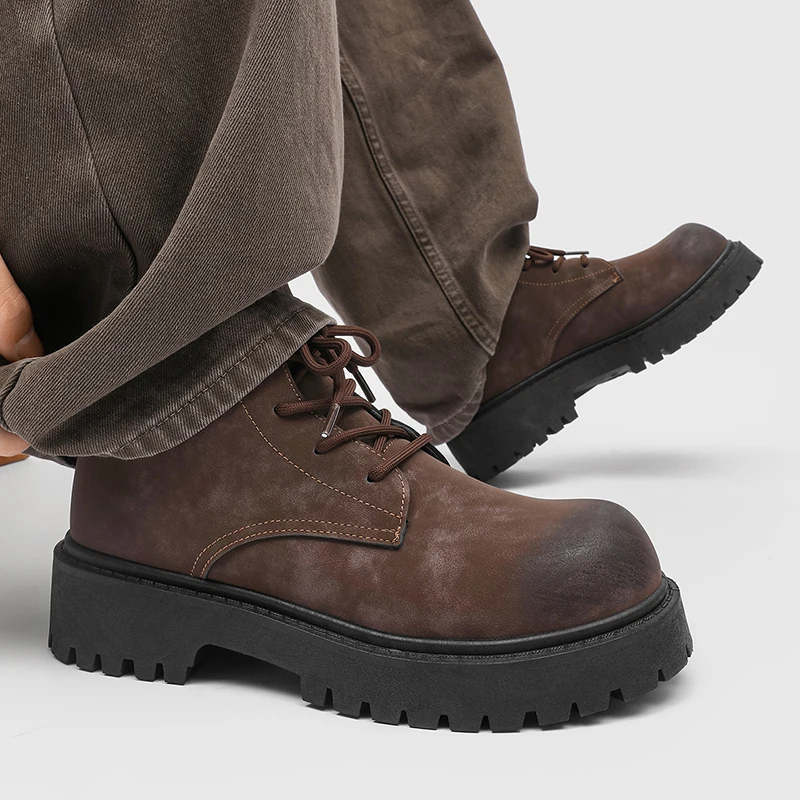 

Shoes Men Sports and Leisure Round Toe Platform Sports Shoes Height Increasing Wear-resistant All-match Casual Sneaker Fashion