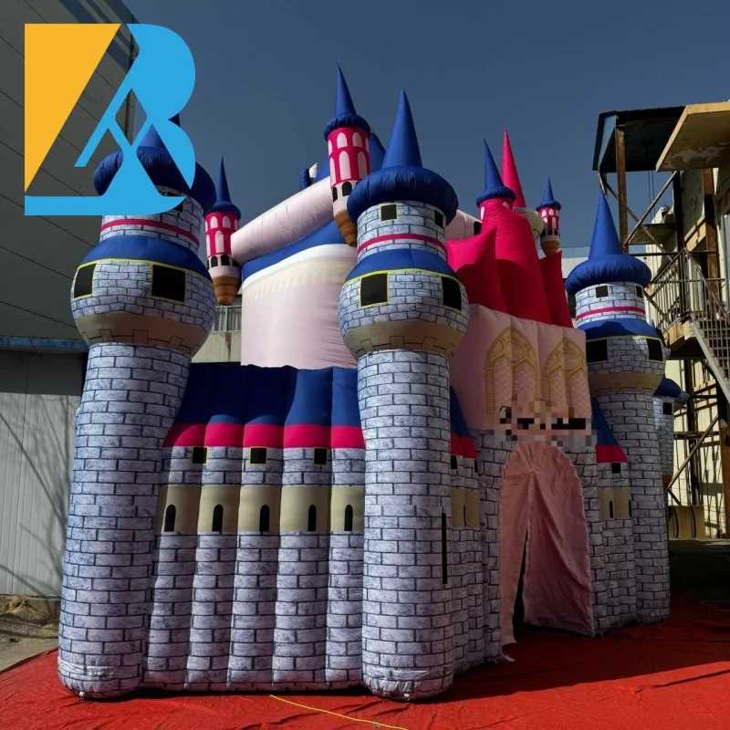 Castello gonfiabile gigante con sfondo da palcoscenico costruito personalizzato per giocattoli per organizzatori di feste di eventi
