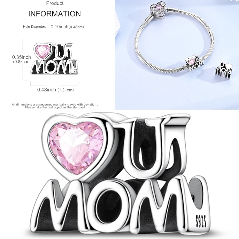 2026 Neue Mutter-Charms aus 925 Sterling Silber, Schwester-Familien-Liebesherz-Perlenanhänger, passend für europäische Armbänder, DIY-Schmuckgeschenk für Frauen – Detail 30