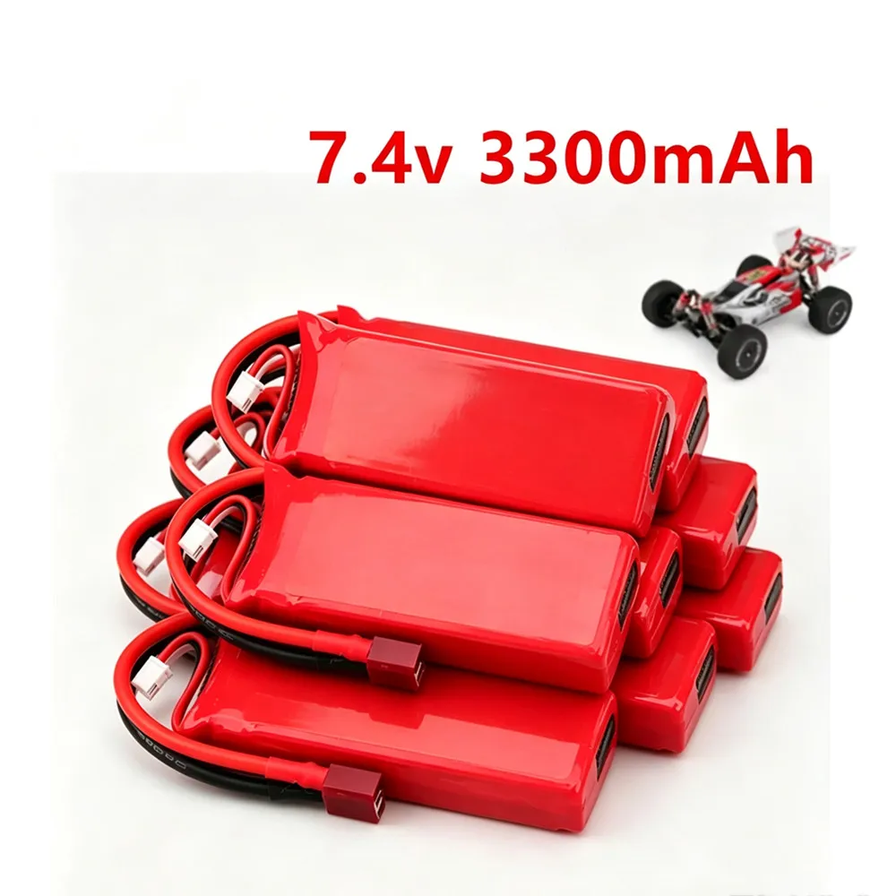 2S 7.4V Battery 3300mAh Rechargeable Lipo Battery and a Charger for Wltoys 1/14 144001 RC Car Boat Lipo Battery