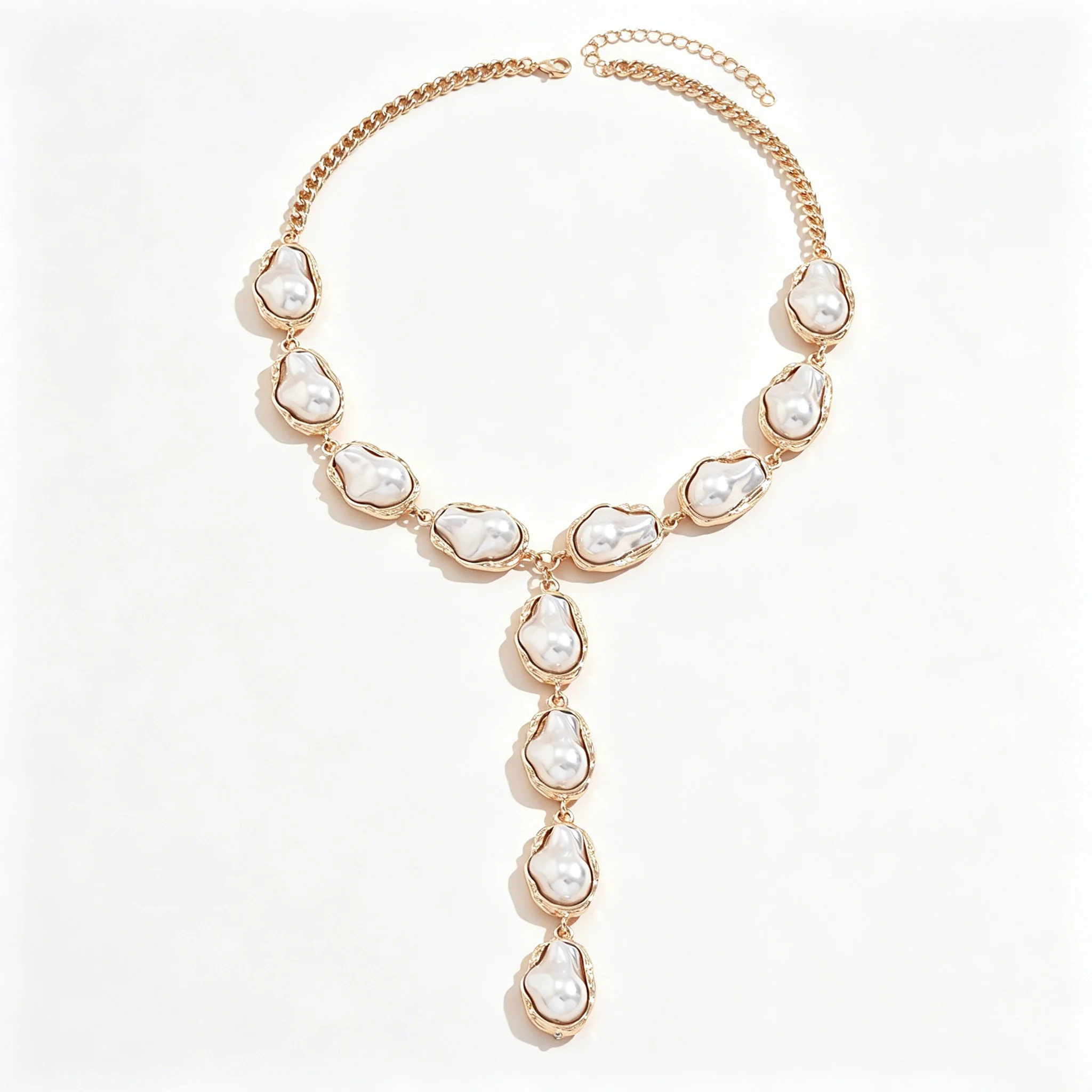 Barocke Kunstperlen-Choker-Halskette Vintage Gold Lange Y-förmige Lariat-Halskette Unregelmäßige Verstellbare Statement-Modeschmuck für Frauen – Detail 5