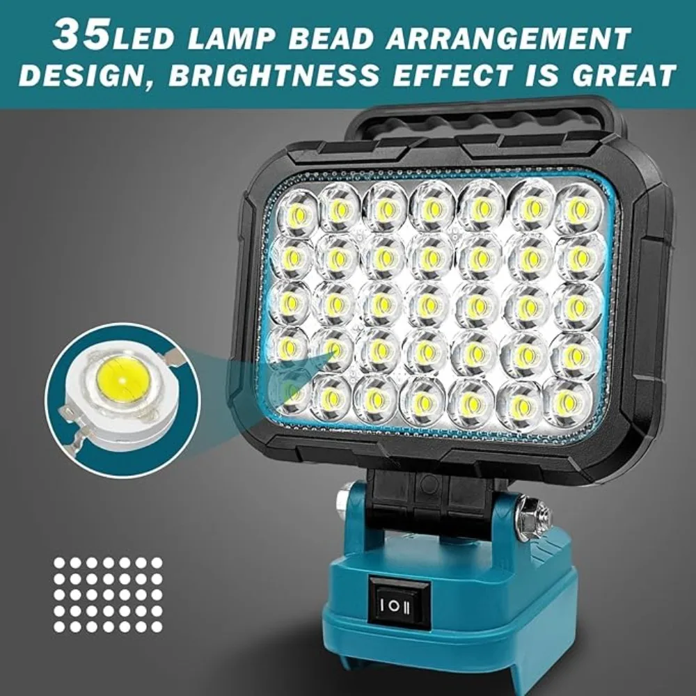 Für Makita 18V 21V Li-Ion Akku Arbeitsleuchte Tragbare Laterne mit USB LED Taschenlampe für Notbeleuchtung Werkzeugteile – Detail 5