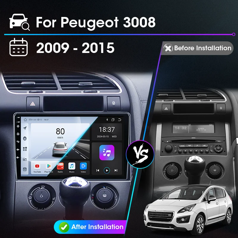 Carplay Android Car Intelligent Systems For Peugeot 3008 5008 AT MT 2009 2011 2012-2015 Stereo Radio Multimedia Player Navi GPS
