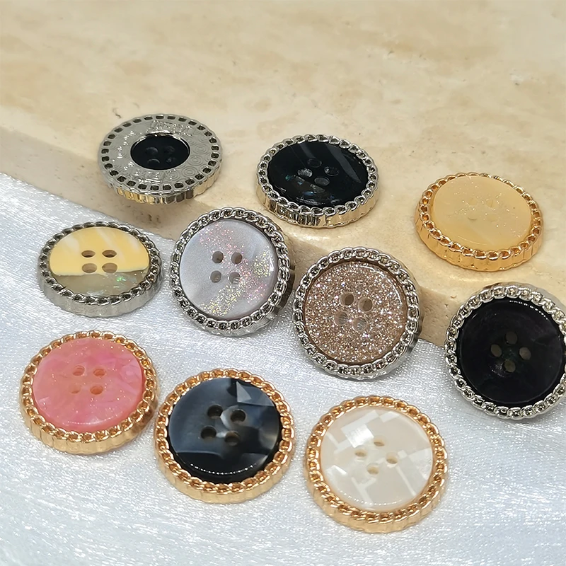 18/23/25MM Wholesale 4-Holes Buttons Of Clothing Glitter Shell Effect Fashion Decor Button Markers Crafts Supplier Needlework