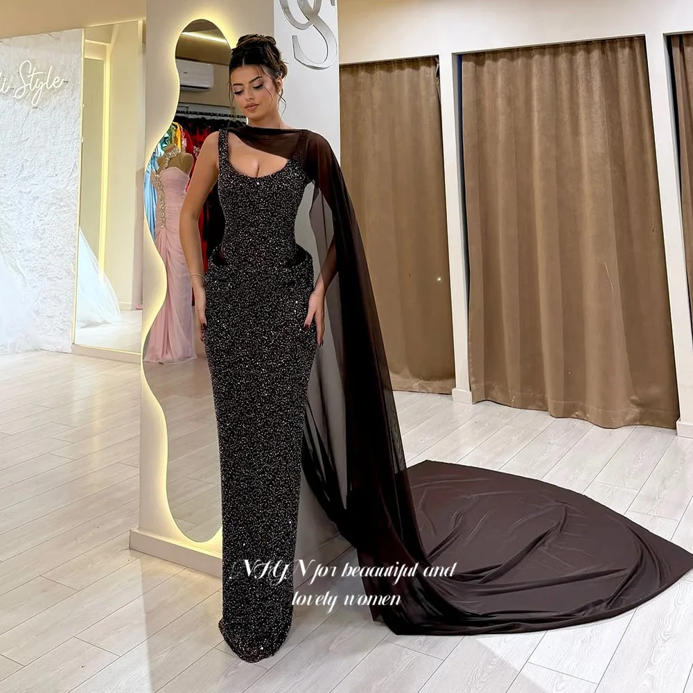 فستان سهرة بحورية البحر من NFYN فستان حفلة موسيقية مطرز بالترتر مع وشاح رداء دي بال للنساء العربيات مناسبة رسمية حسب الطلب #4