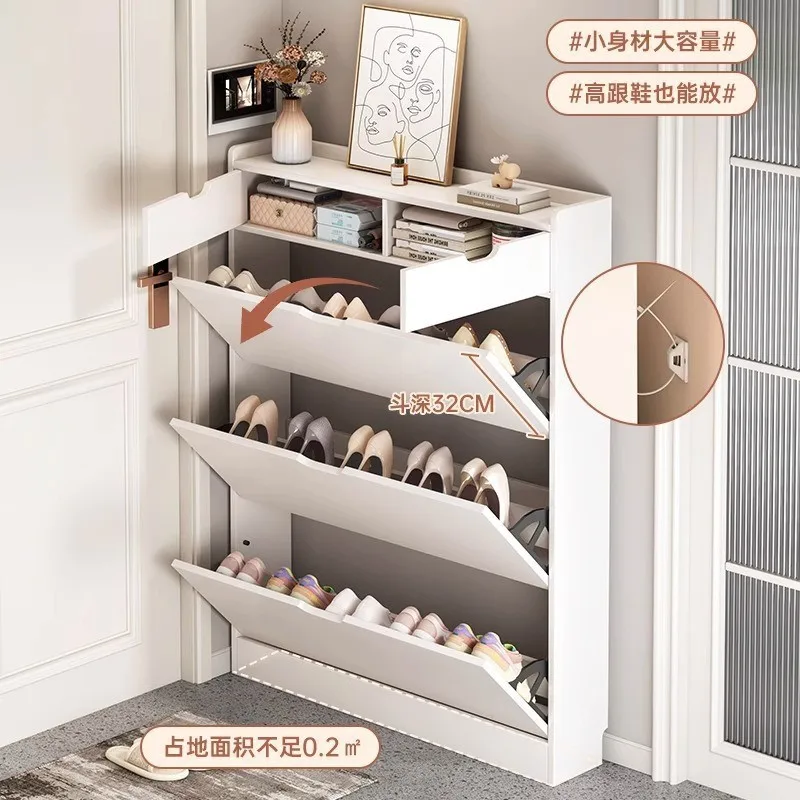 2025 Ultra-Thin Modern Wooden Panel Shoe Cabinet for Living Room High Quality Multi-Functional Furniture Storage Drawers Home