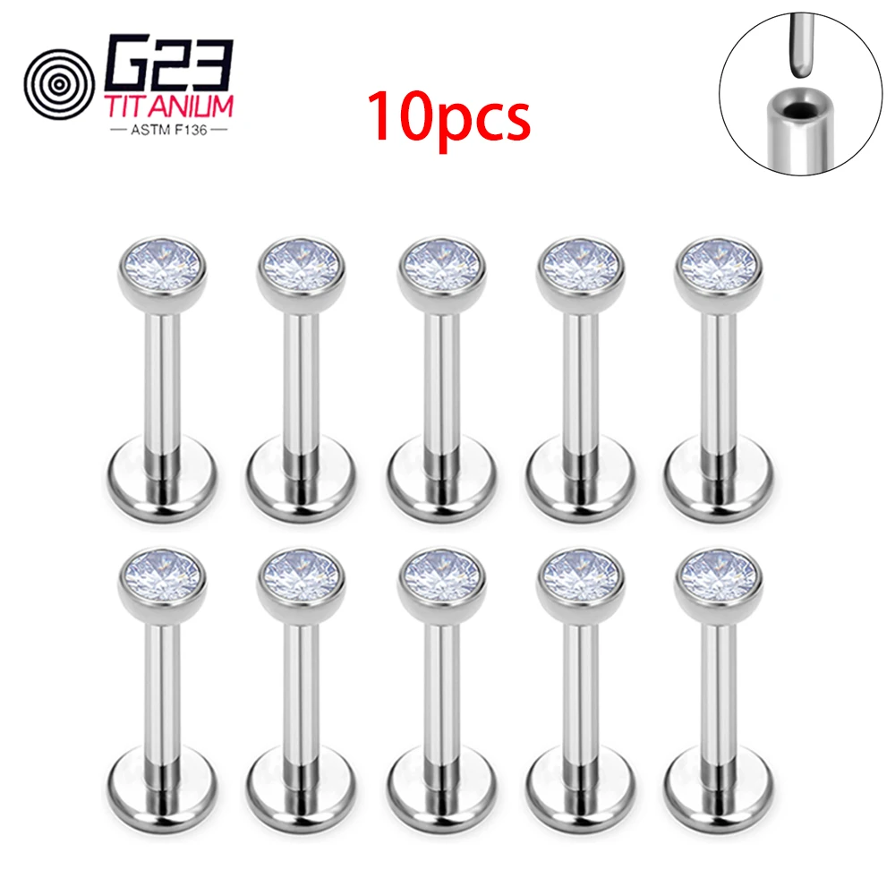 G23 Titanium Threadless Earrings, 10/50Pcs Set