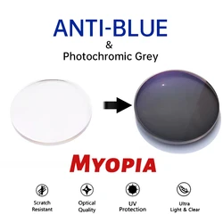 HONGMEI1.561.611.671.74CR39 Resin Aspheric Myopia Hyperopia Optical Prescription Astigmatism Anti Blue Ray Photochromic 2pieces