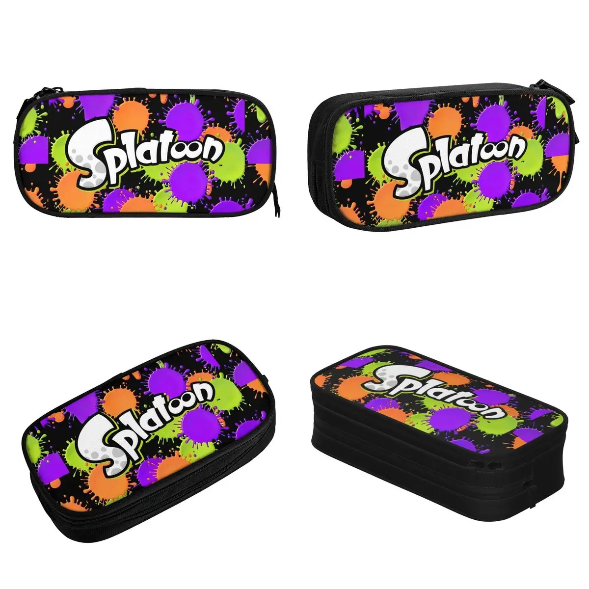 Imagem -02 - Colorido Graffiti Splatoon Lápis Cases Lovely Cartoon Game Pen Bolsas para Estudantes Grande Capacidade Lápis Zipper