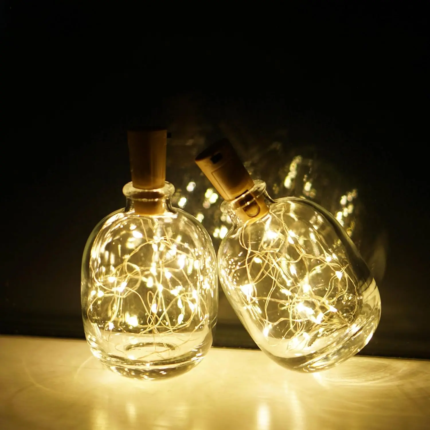 زجاجة النبيذ الشمسية سلسلة ضوء 2 متر 20 المصابيح الأسلاك النحاسية الجنية أضواء الفلين شكل عيد الميلاد مصباح لحفل زفاف حديقة ديكور 1 قطعة #1