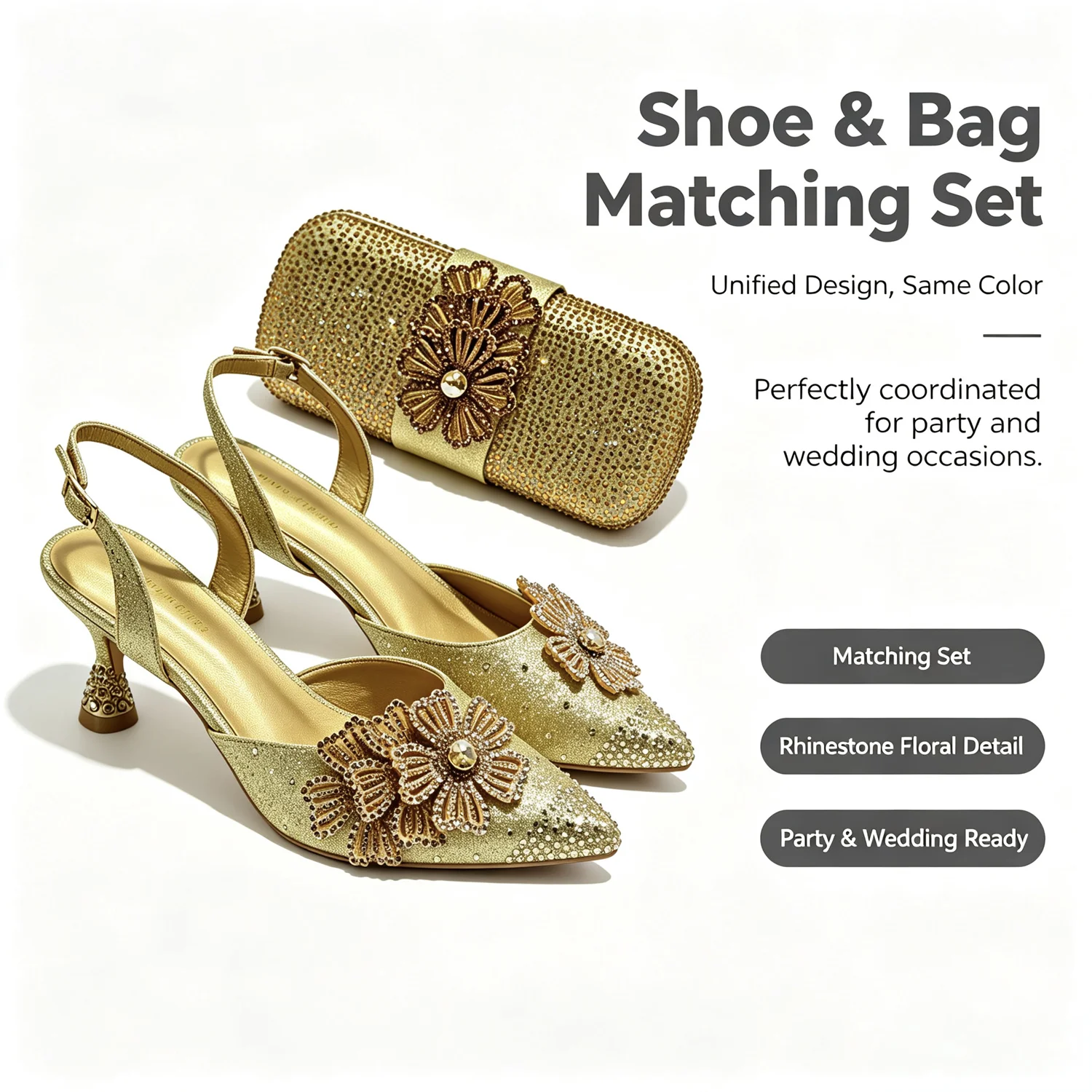 Festive Elegance: Dazzling Heels and Chic Clutch Perfect Combination Of Shoes And Bags for Party Occasions