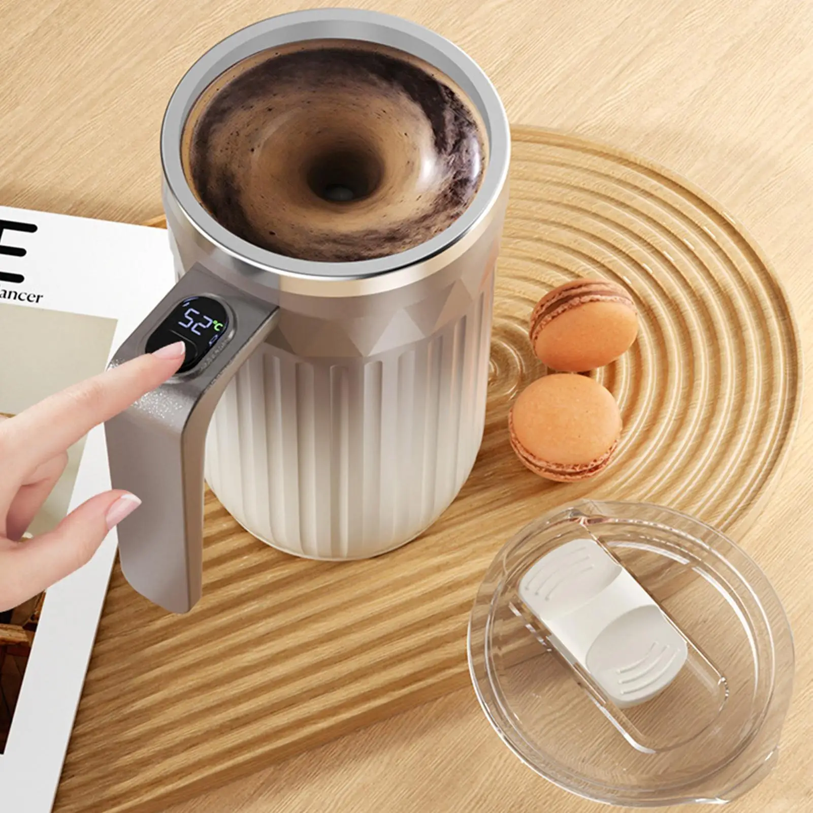 450ml Automatic Stirring Coffee Mug Heating Mixer Cup with Detachable Stirrer Rechargeable Self Stirring Coffee Cup for Milk Tea