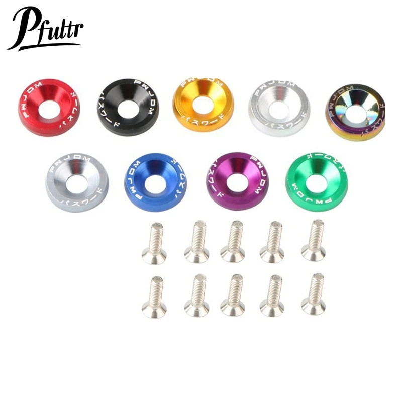 10Pcs Universal M6 Car Nuts Bolts Stickers Password Fender Washer License Plate Bolts Car Styling Modification Accessories