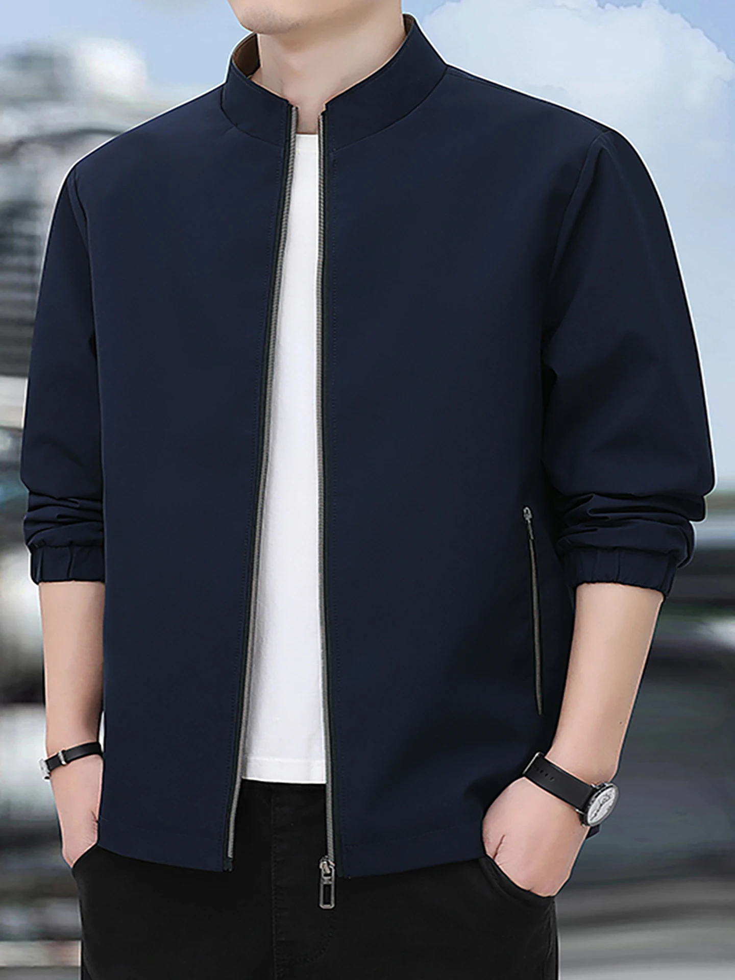 

Новинка 2025, мужская куртка с воротником-стойкой, повседневная деловая реклама, однотонная, весна-осень TUCANO Woodpeer Sle, уличная фа...