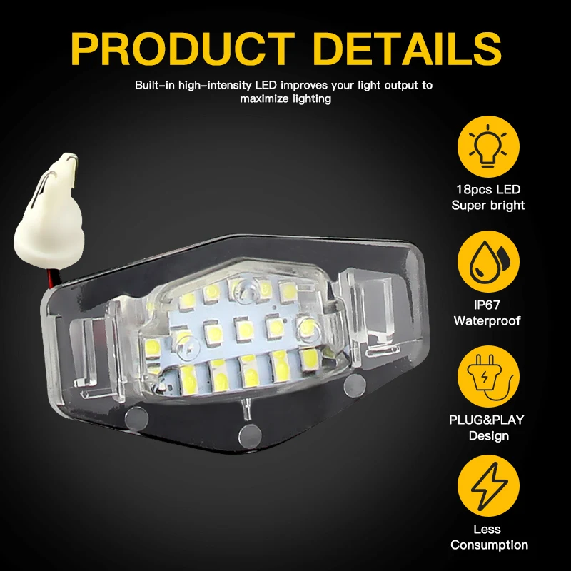 Białe światło LED do tablicy rejestracyjnej Honda Civic 01-15 Accord 4D 03-17 Odyssey 00-04 Pilot 03-08 Acura MDX RL TSX RDX TL ILX