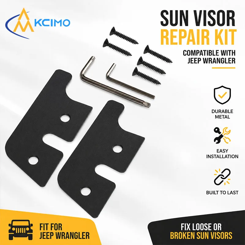 Sun Visor Repair Kit Durable Metal Brackets Fix Loose Broken Sun Visors For Jeep Wrangler With Screws Wrenches