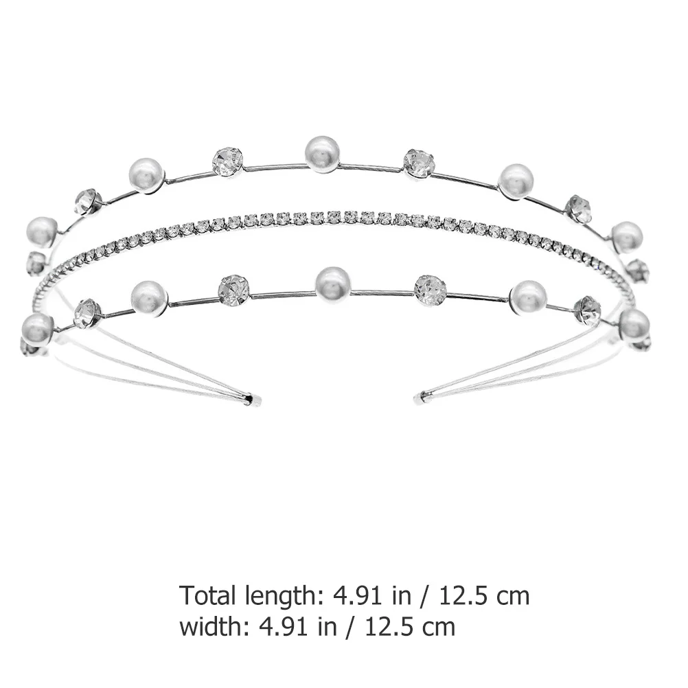 لؤلؤة حجر الراين الزفاف عقال متعدد الطبقات بريق الزفاف هيرباند حزب خوذة مريحة النساء الشعر هوب #1