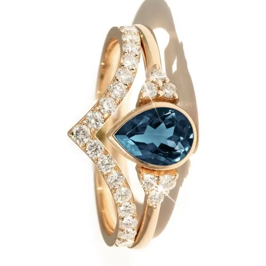 

Classic gold-plated teardrop shaped women's ring for couples, cubic zirconia wedding engagement jewelrys accessory size 5-11