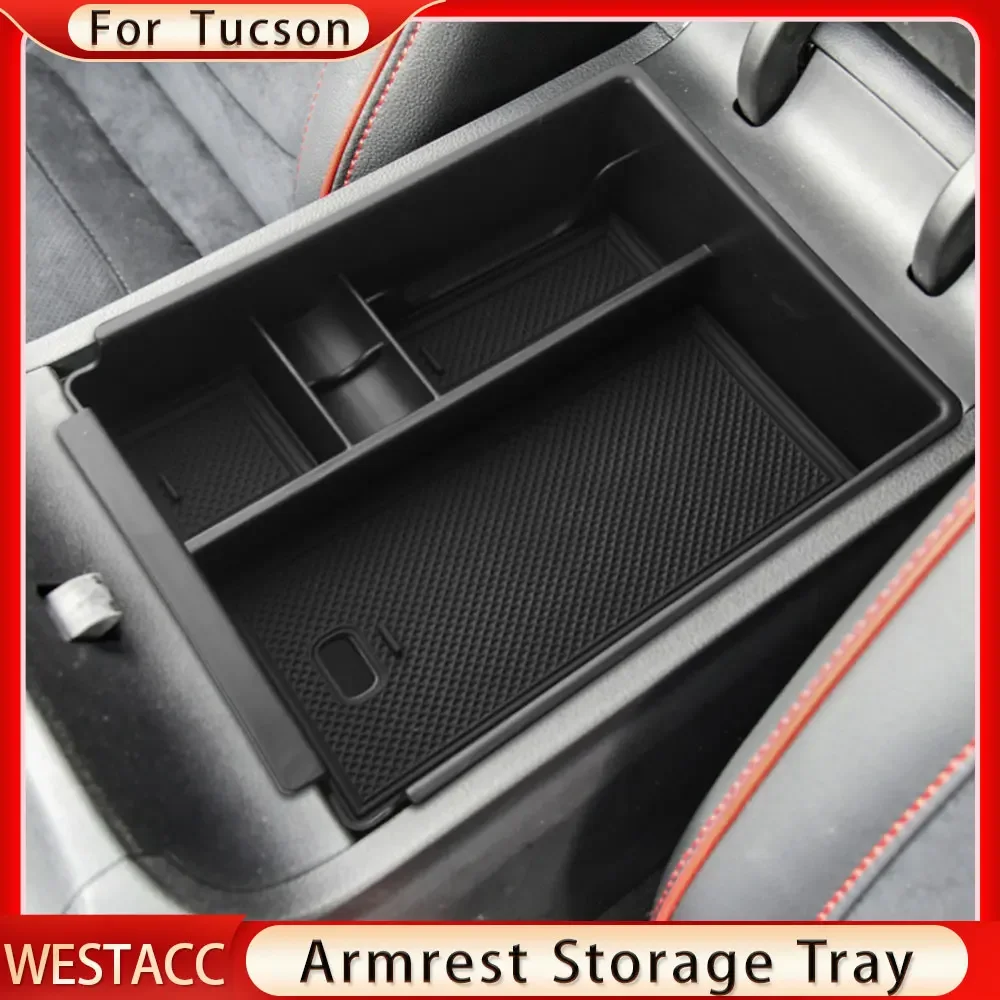 Car Center Console Armrest Box Storage Tray Case for Hyundai Tucson NX4 2021 2022 Organzier Bag Stowing Interior Accessories