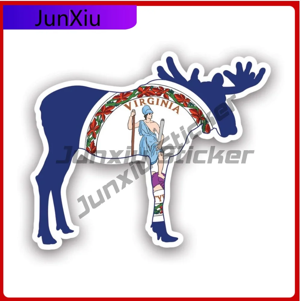 

Virginia Moose Shaped Sun Resistant Fade Resistant Sport For Bumper Rear Windshield Helmet Easy To Remove Removable Decal