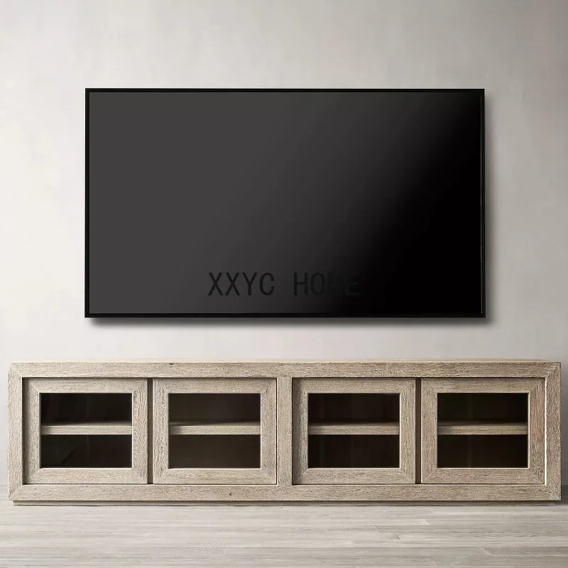 

Французский ретро-шкаф для телевизора из массива дерева, современный простой напольный шкаф для гостиной и дома