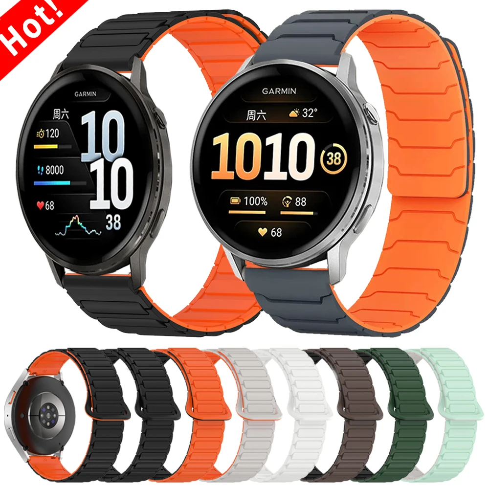 Hot-item 20/22mm Magnetic Silicone Strap For Garmin Forerunner 570 165 265/Venu4 45mm 3 2 sq Band For AMAZFIT BALANCE 2 Bracelet