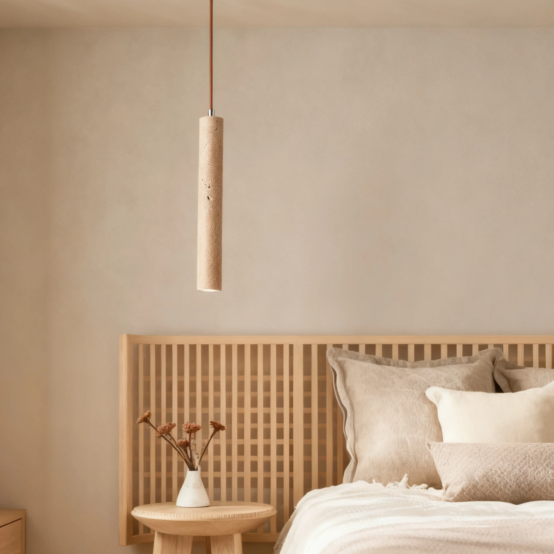 Travertine Led Pendant Light Wabi-sabi Wood Ceiling Lamp Japan Quiet Bedroom Bedside Chandelier Retro Modern Small Pendant Lamp