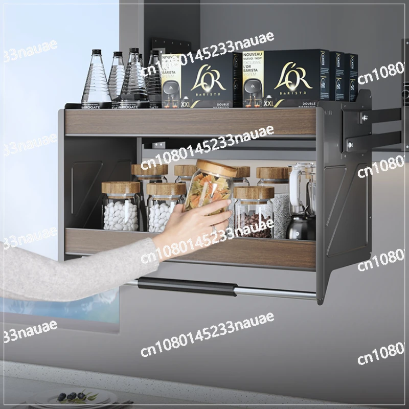 Kitchen Wall Cupboard Lifting Upper High Cabinet Drop-down Cabinet Top Storage Basket