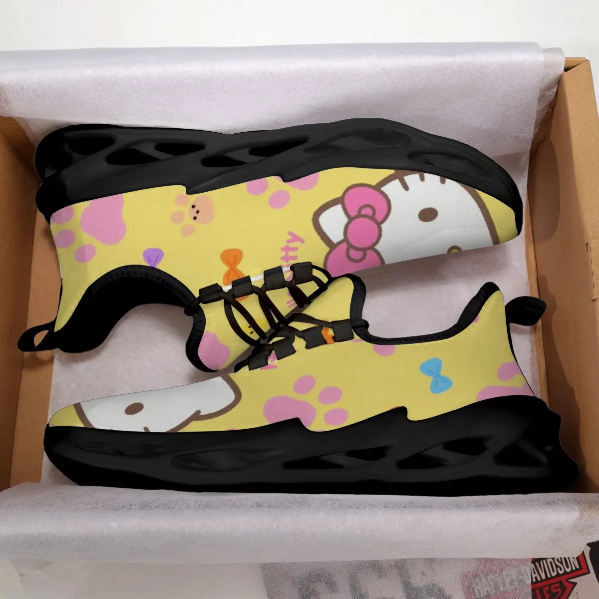 Спортивная обувь с мультяшным принтом «Hello Kitty» для девочек, легкая дышащая уличная женская обувь, мужские кроссовки для бега и ходьбы Disney