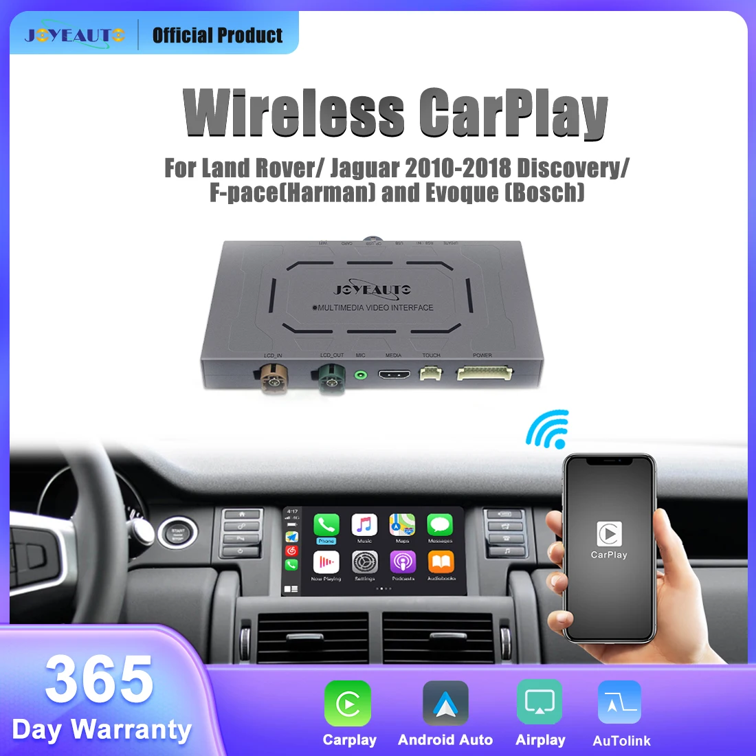 JoyeAuto Wireless Apple CarPlay Android Auto Retrofit For Land Rover 2012-2018 Discovery F-pace Mirror-Link AirPlay YouTube