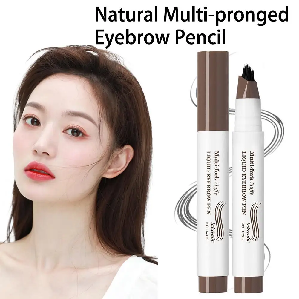 3Colors Eyebrow Pen Waterproof 4 Split Tip Eyebrows Eyebrow Makeup Waterproof Eyebrow Tattoo Pen Pencil Pen Liquid Black Q6J5
