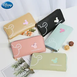 Disney Ladies Clutch Mickey Mouse Cartoon Long Zipper PU Wallet Fashion Minnie Coin Purse Anime Wallet Card Holder Gift ForGirls