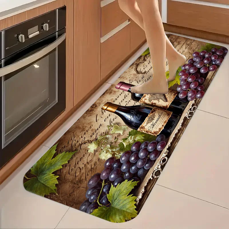 Gourmet Kitchen Runner Rug  Fresh Cooking Spices Chili Garlic Ginger Herb Print Black Background Anti Slip Long Floor Mat